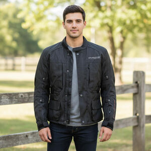 Men's FASTLANE Black Grey XS Performance Motorcycle Jacket